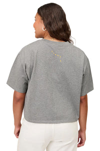 Le Carre Tee in Grey Melange w/ Snapdragon Cut Out Oui