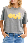 Le Carre Tee in Grey Melange w/ Snapdragon Cut Out Oui