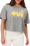 Le Carre Tee in Grey Melange w/ Snapdragon Cut Out Oui