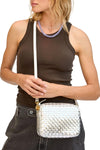 Midi Sac in Silver Specchio Woven Checker