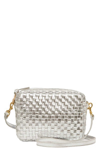Midi Sac in Silver Specchio Woven Checker