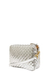 Midi Sac in Silver Specchio Woven Checker