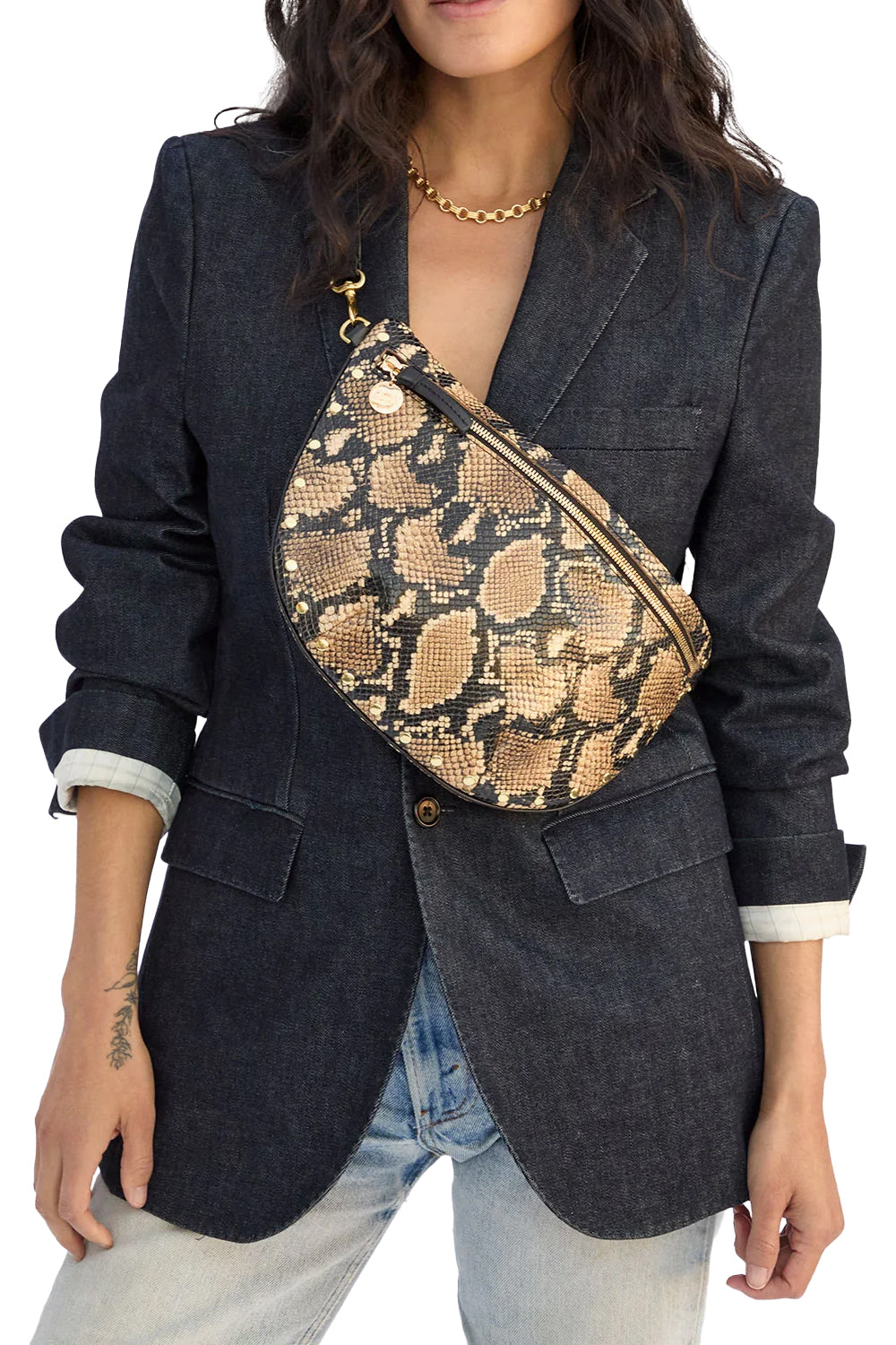 Grande Fanny in Tan Desert Snake w/ Piping & Studs