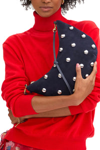 Lune Shoulder Bag in Navy Studs