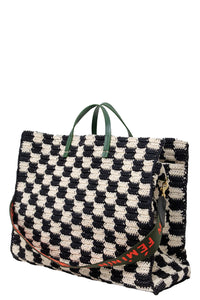 Summer Simple Tote in Black and Cream Crochet Checkers