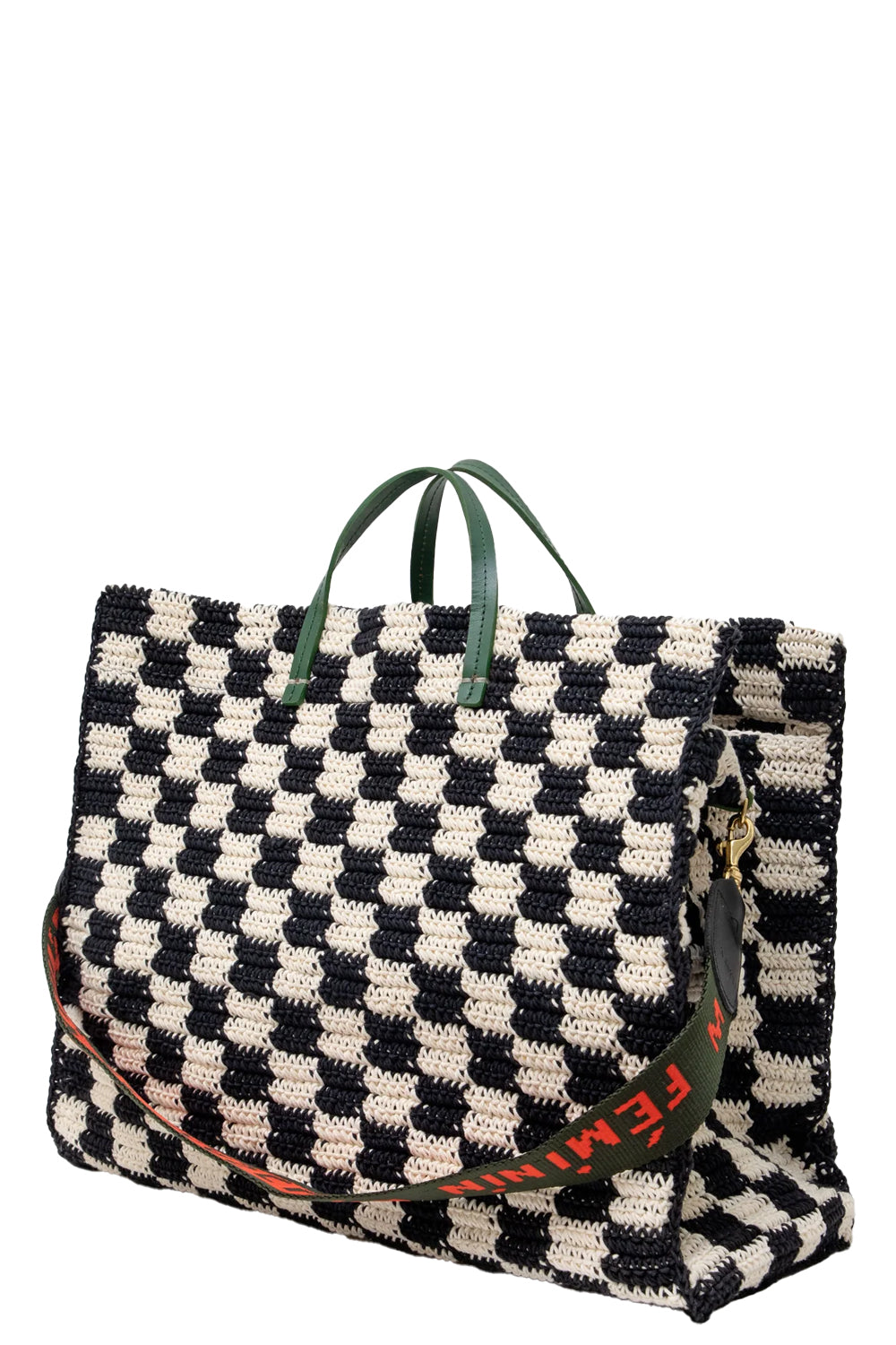 Summer Simple Tote in Black and Cream Crochet Checkers