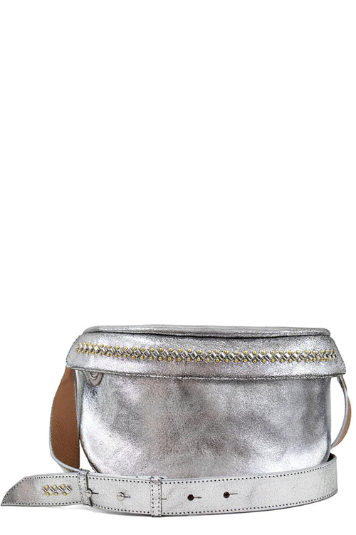 Jem Crossbody Belt Bag in Silver Distressed