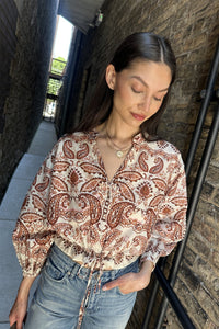 Perrin Top in Palm Paisley Ivory