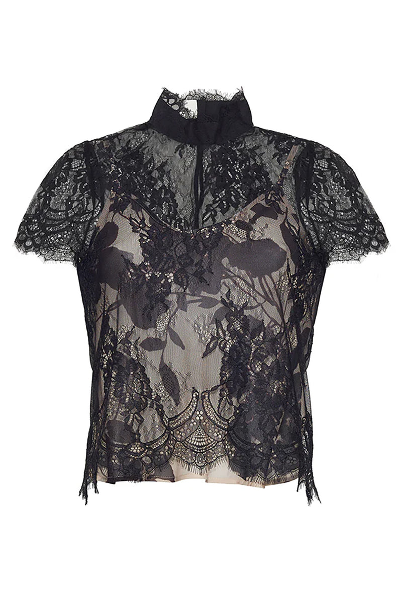 Pamela Top in Black Chantilly Lace