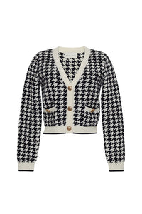 Mirna Cardigan in Houndstooth Black