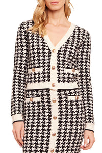 Mirna Cardigan in Houndstooth Black