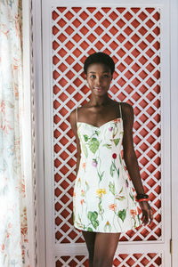 Cherry Mini Dress in Flora Trail Ivory