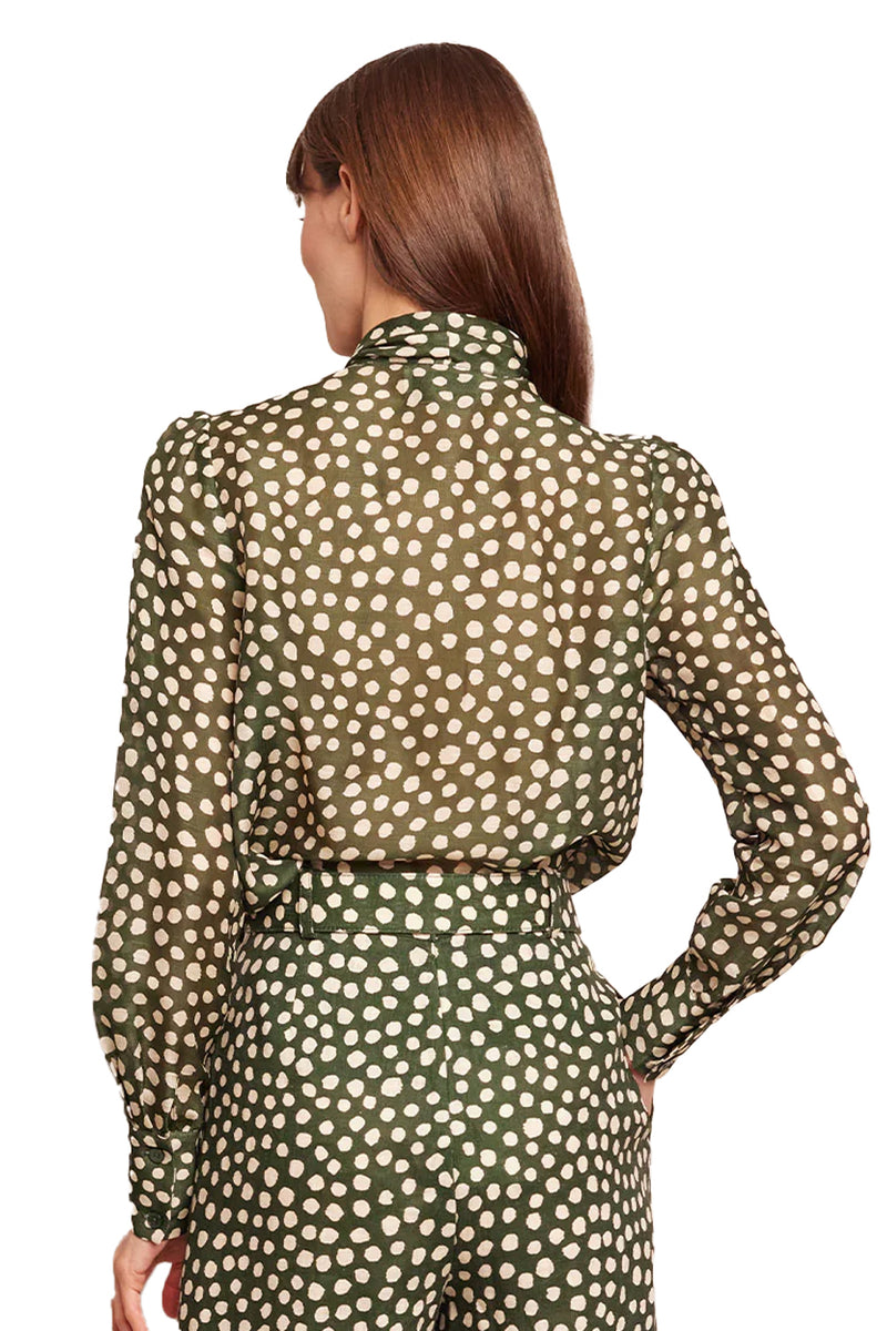 Chili Shirt in Abstract Dot Green Turtledove