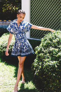 Nash Mini Dress in Dentelle Blue