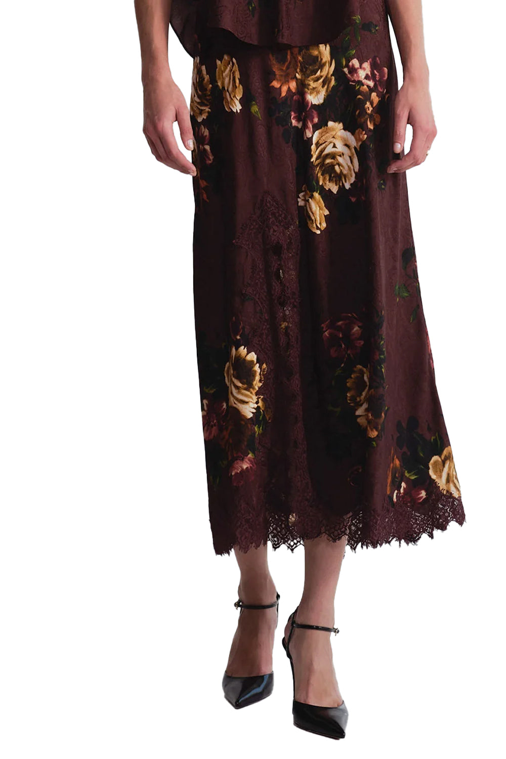 Lou Skirt in Ariana Flora Merlot