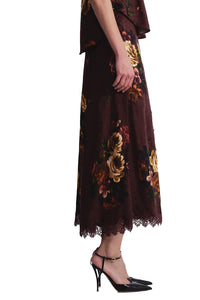 Lou Skirt in Ariana Flora Merlot