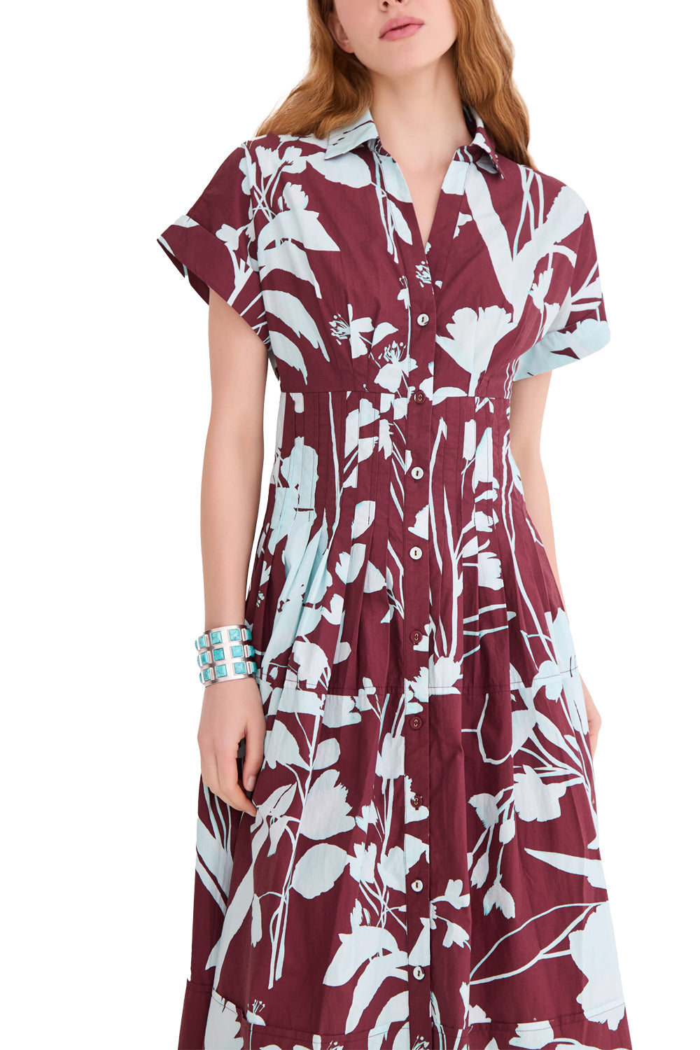 Nash Midi Dress in Botanic Maroon