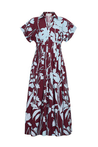 Nash Midi Dress in Botanic Maroon