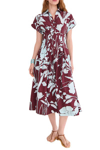 Nash Midi Dress in Botanic Maroon