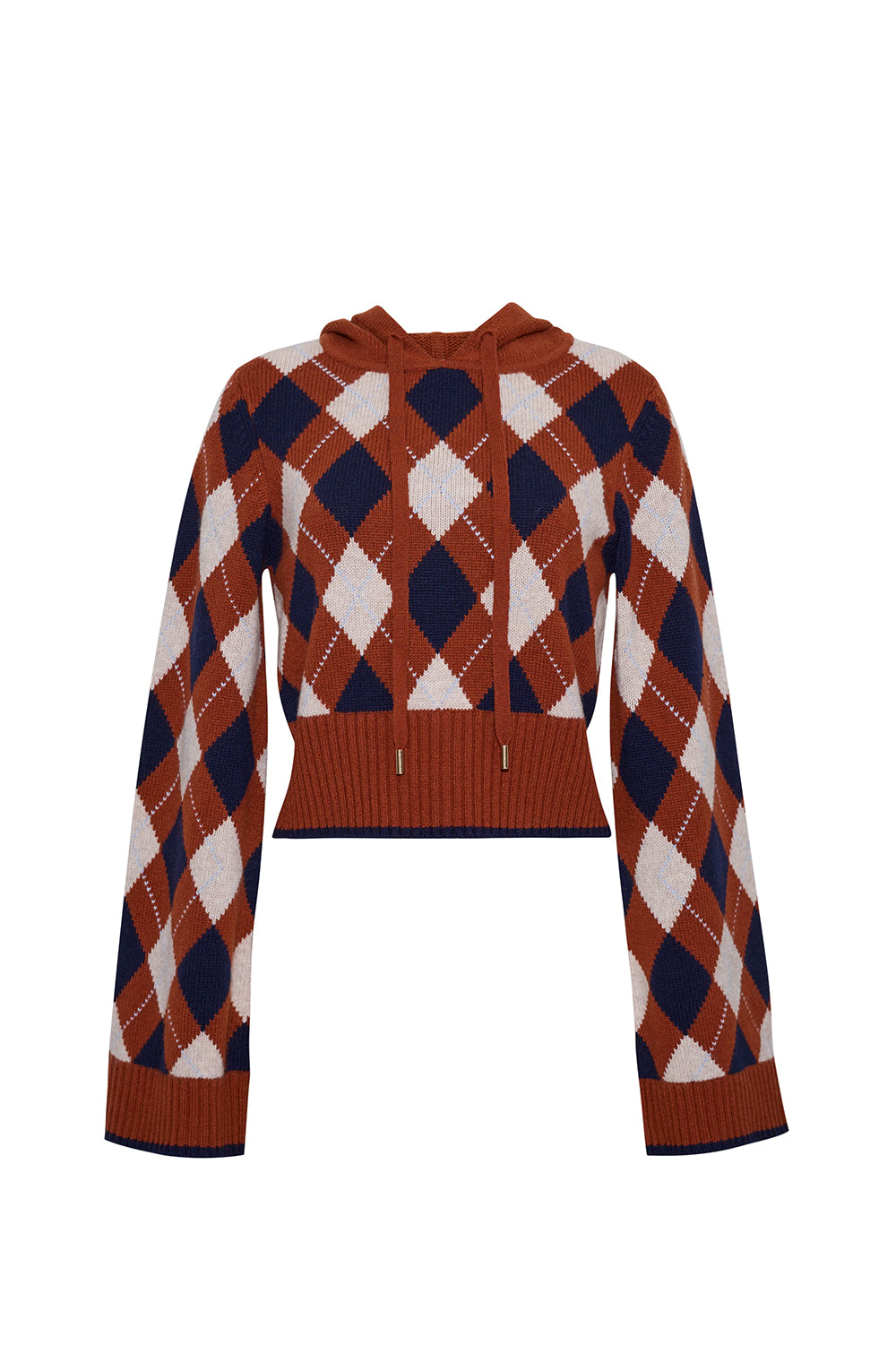Oakley Argyle Hoodie in Argyle Knit Rust