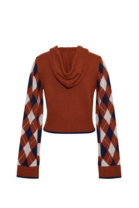 Oakley Argyle Hoodie in Argyle Knit Rust
