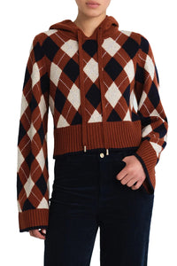 Oakley Argyle Hoodie in Argyle Knit Rust