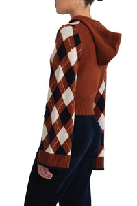 Oakley Argyle Hoodie in Argyle Knit Rust