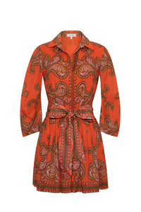 Raya Mini Dress in Sierra Paisley Orange