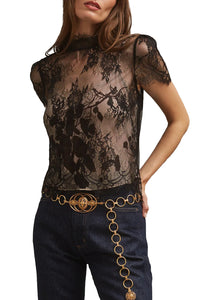 Pamela Top in Black Chantilly Lace