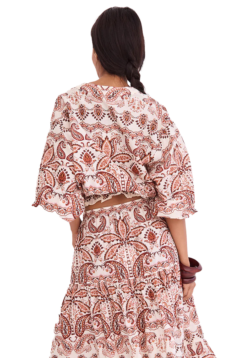 Perrin Top in Palm Paisley Ivory