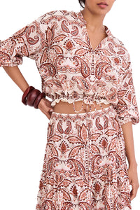 Perrin Top in Palm Paisley Ivory