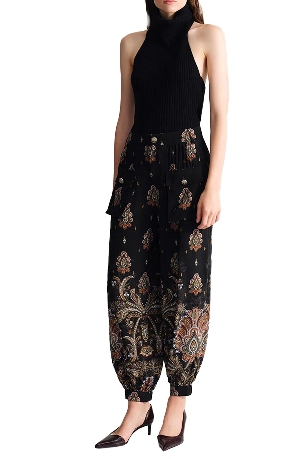 Pietro Pant in Castle Paisley Black