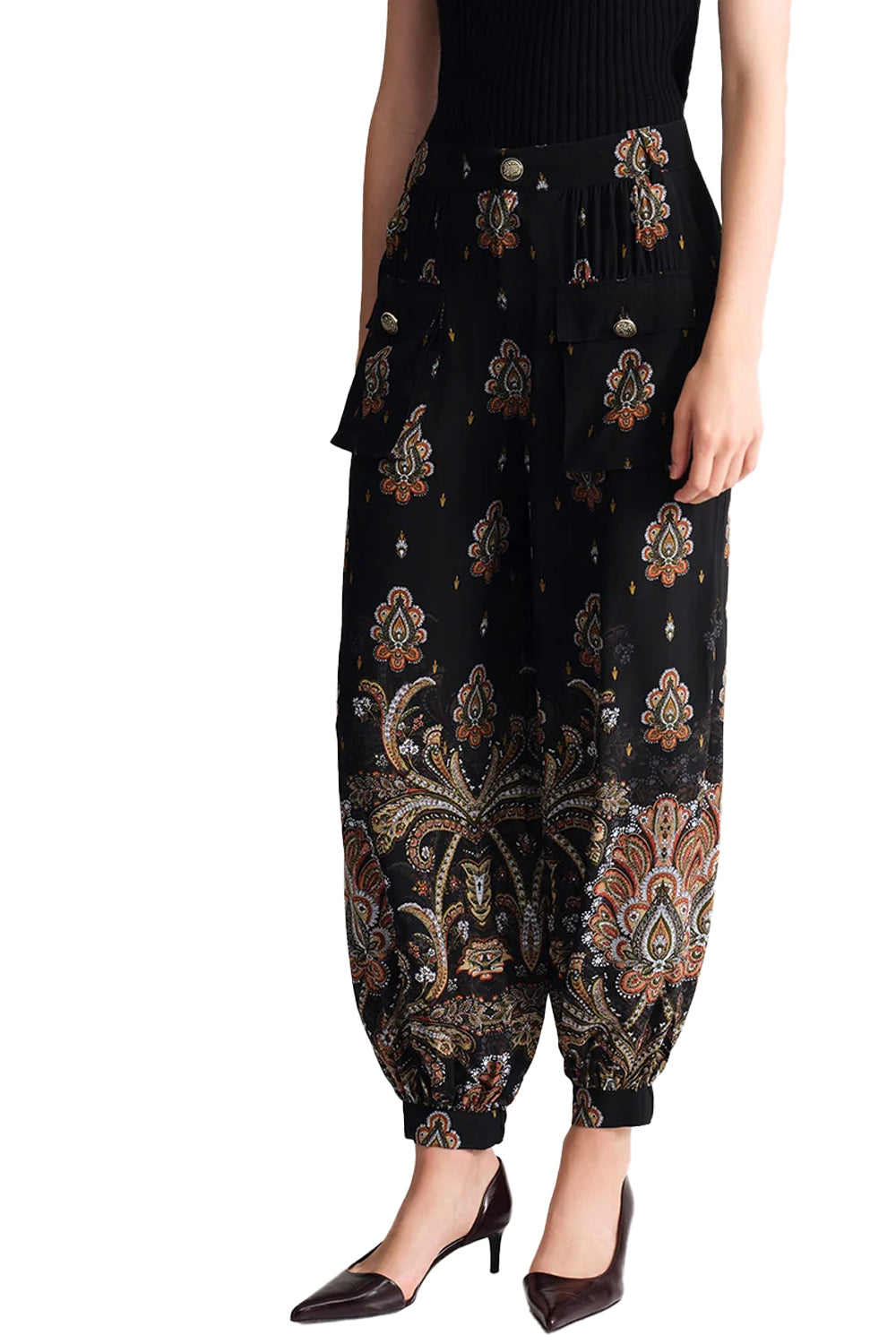Pietro Pant in Castle Paisley Black