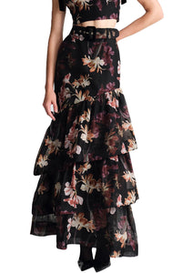 Priya Skirt in Elysian Flora Black