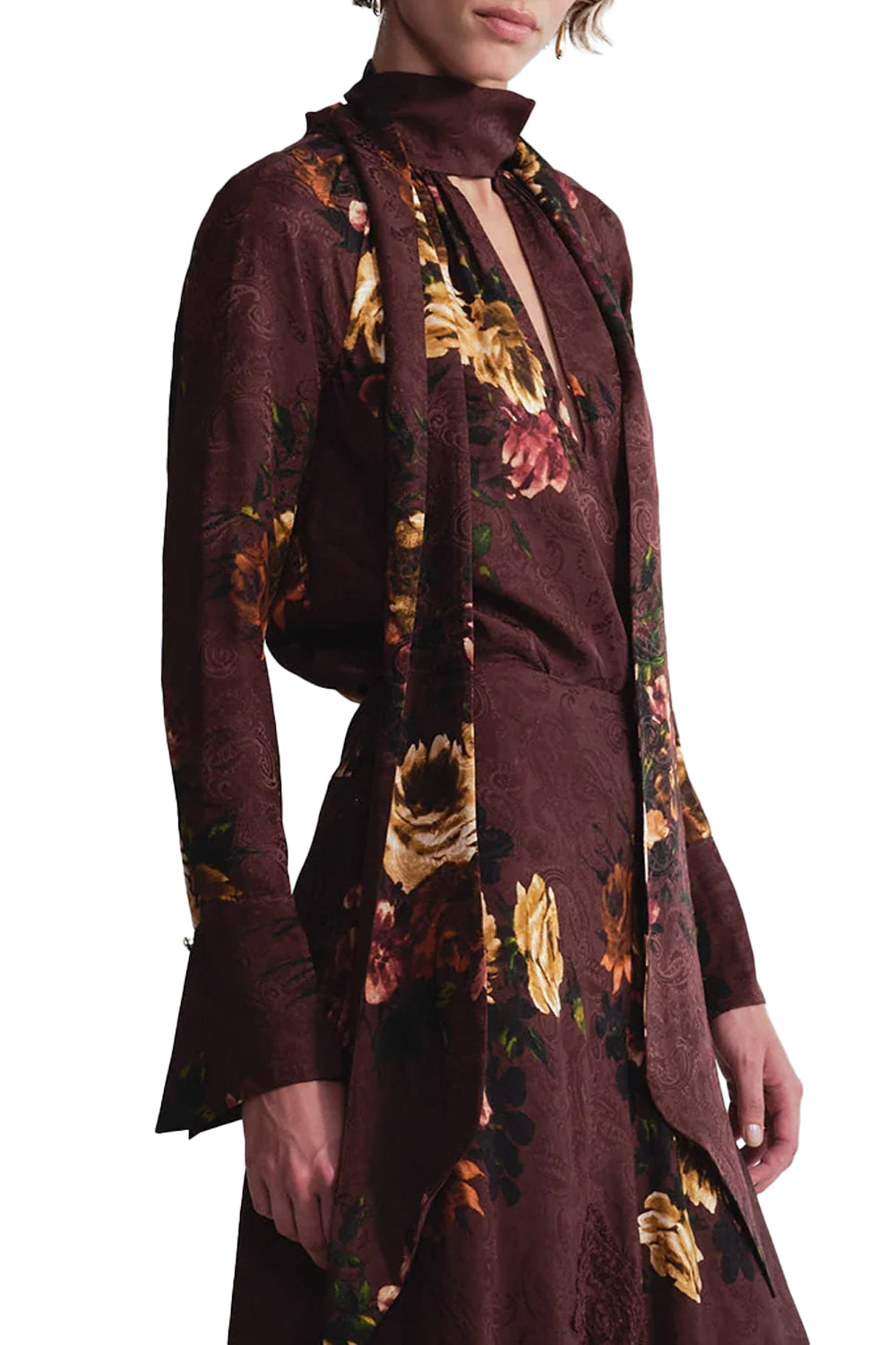 Sundance Blouse in Ariana Flora Merlot