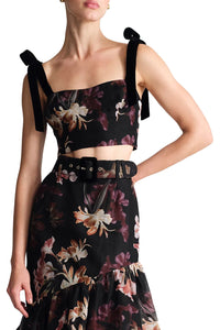 Tira Top in Elysian Flora Black