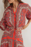 Perrin Top in Paisley Scarf Coral