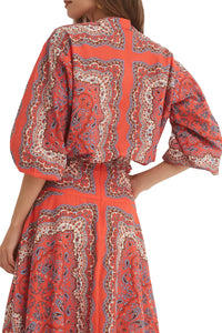Perrin Top in Paisley Scarf Coral