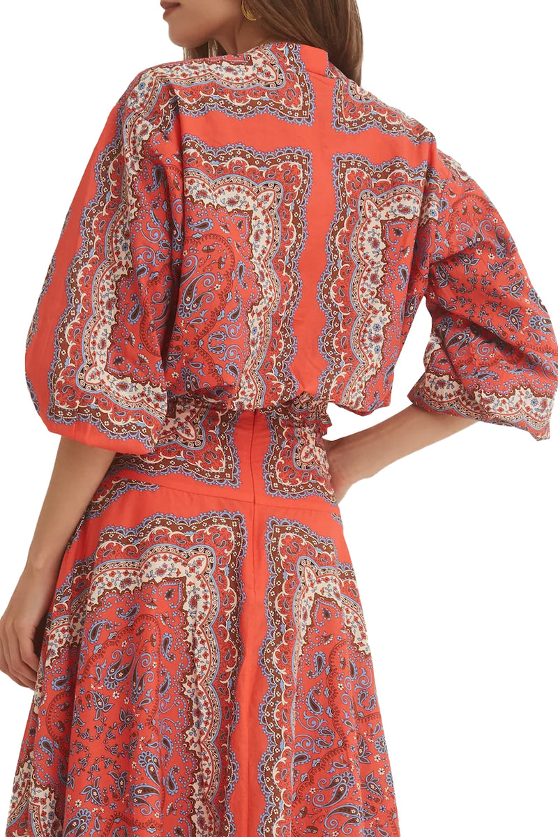 Perrin Top in Paisley Scarf Coral