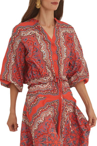 Perrin Top in Paisley Scarf Coral