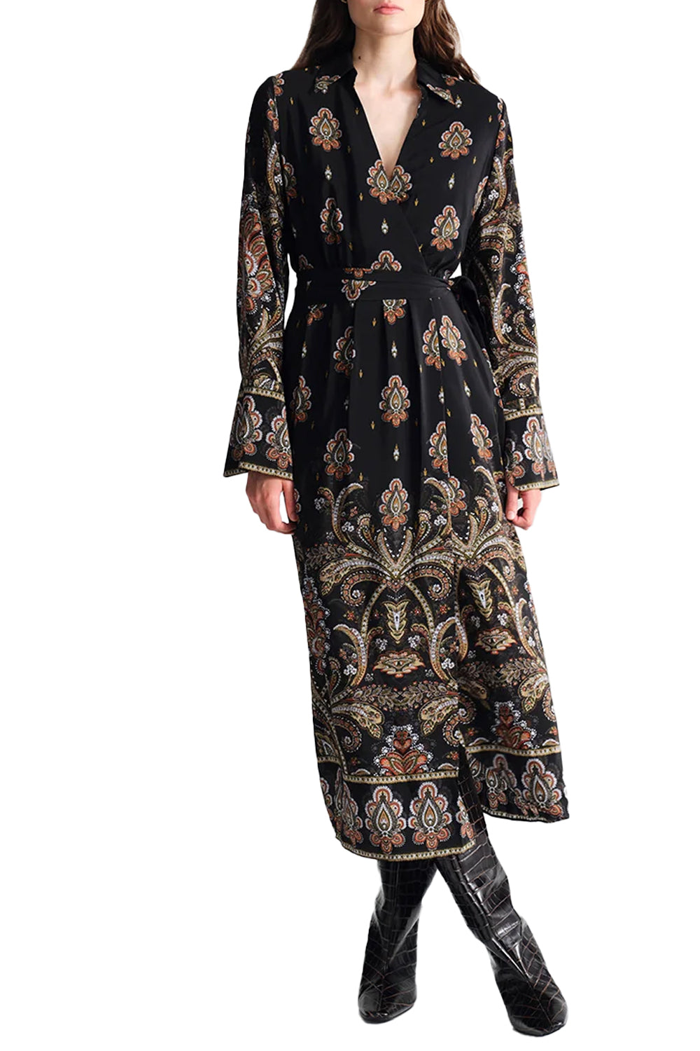 Viv Midi Dress in Castle Paisley Black