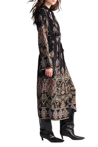 Viv Midi Dress in Castle Paisley Black