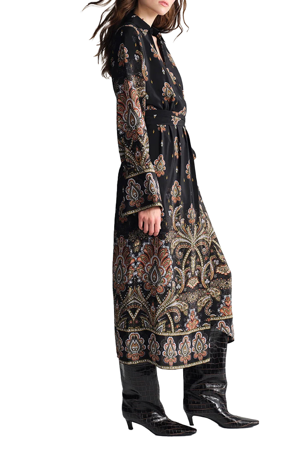 Viv Midi Dress in Castle Paisley Black