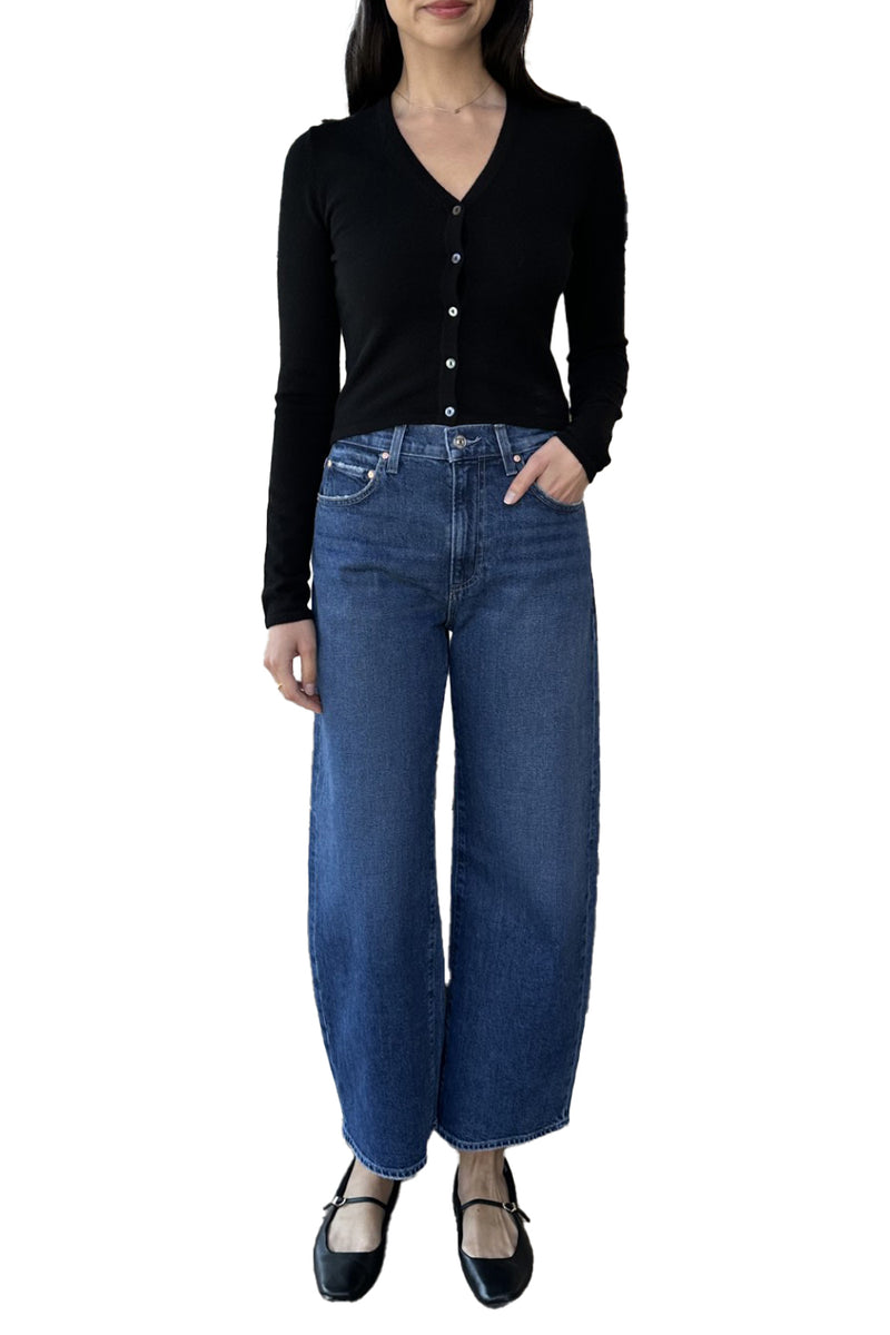 Fitted High V Cardigan in Black