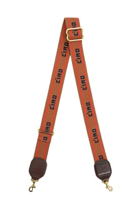 Adjustable Crossbody Strap in Tan Navy Ciao with Bright Poppy Double Stripe