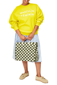 Summer Simple Tote in Olive and Cream Crochet Checkers