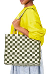 Summer Simple Tote in Olive and Cream Crochet Checkers