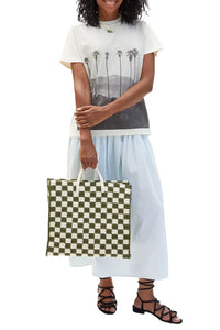Summer Simple Tote in Olive and Cream Crochet Checkers