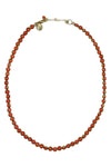 Gemstone Necklace with Gold Plated Rings in Coral