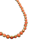 Gemstone Necklace with Gold Plated Rings in Coral